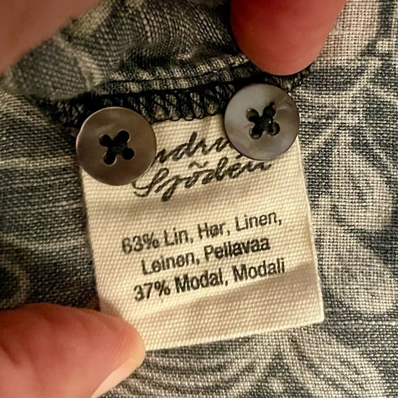 Gudrun Sjödén Whimsical Floral Woven Shirt Dress Organic Linen Modal Size M - Picture 9 of 11